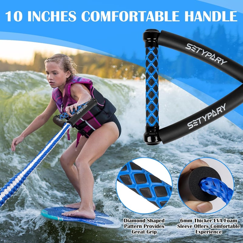 SETYPARY 25ft Wakesurf Rope and Handle, Floating Wake Surf, 6 Section Removeable Surf Tow - Image 3